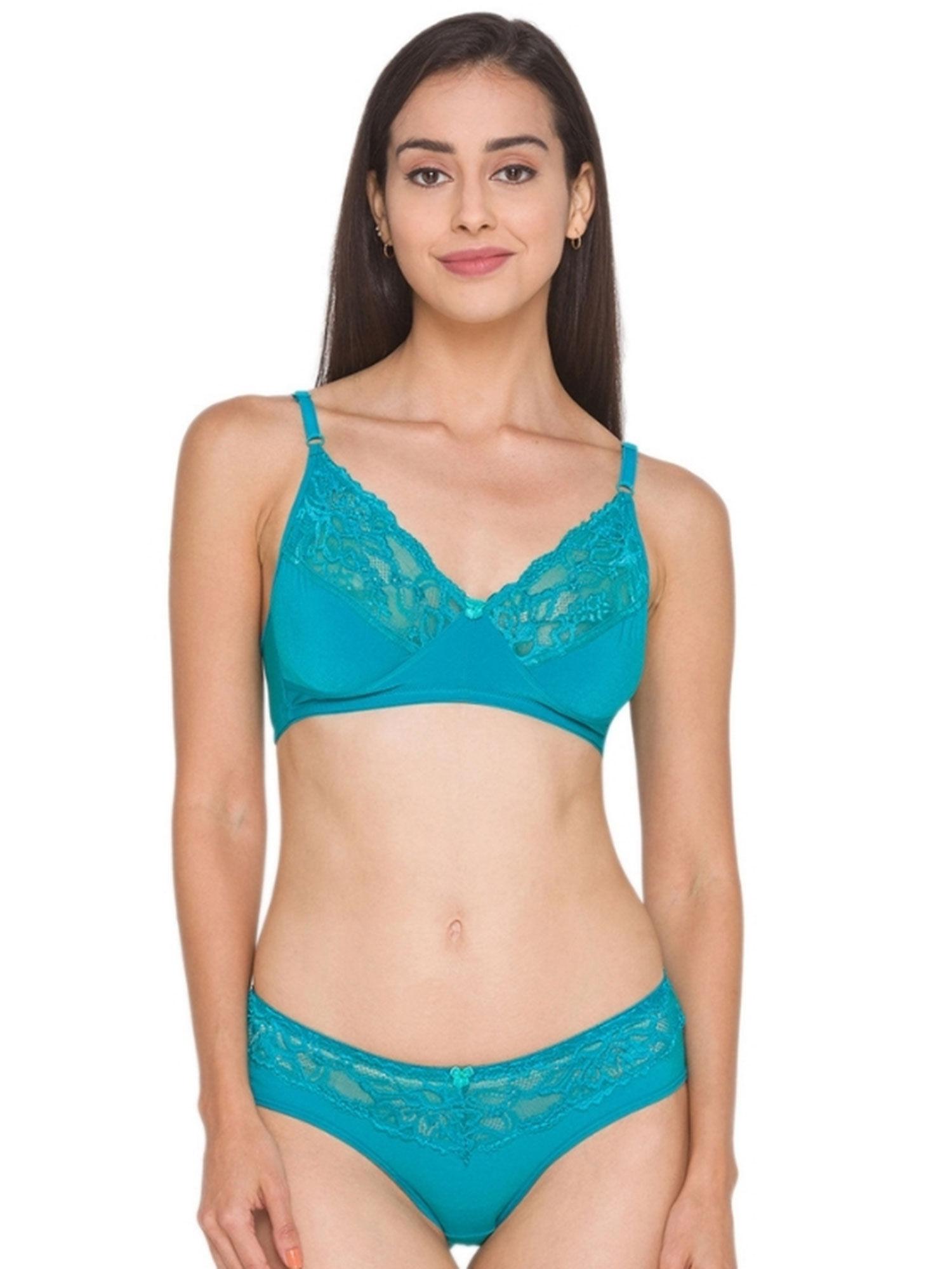 women lace lingerie set - blue