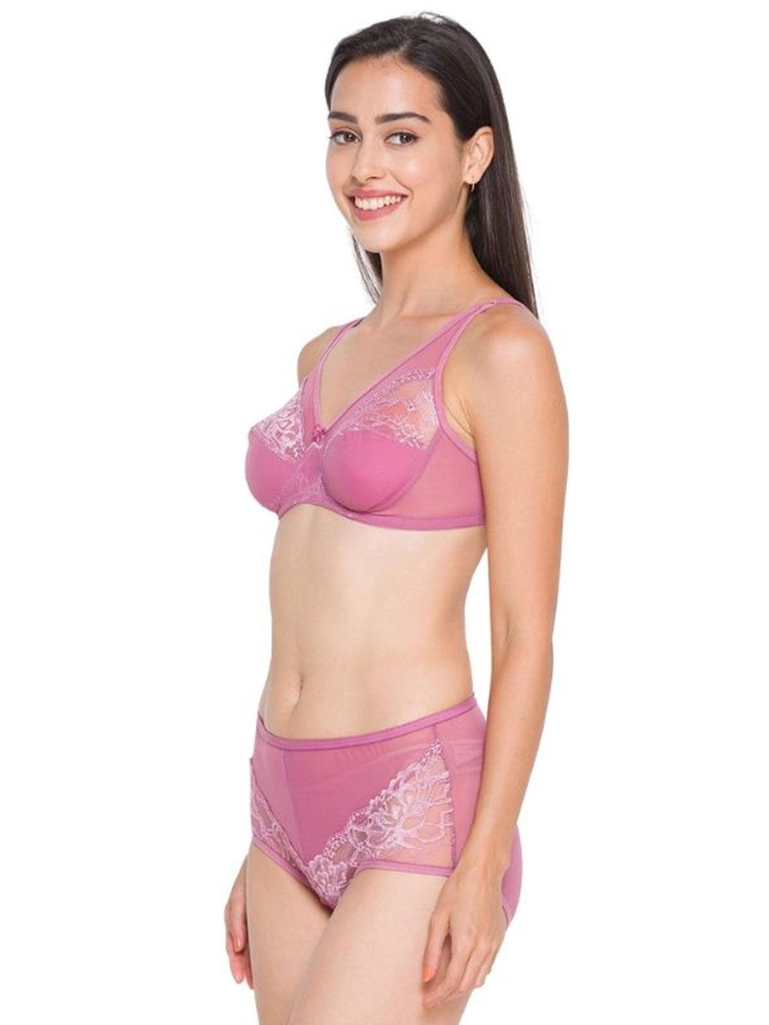 women lace lingerie set - pink