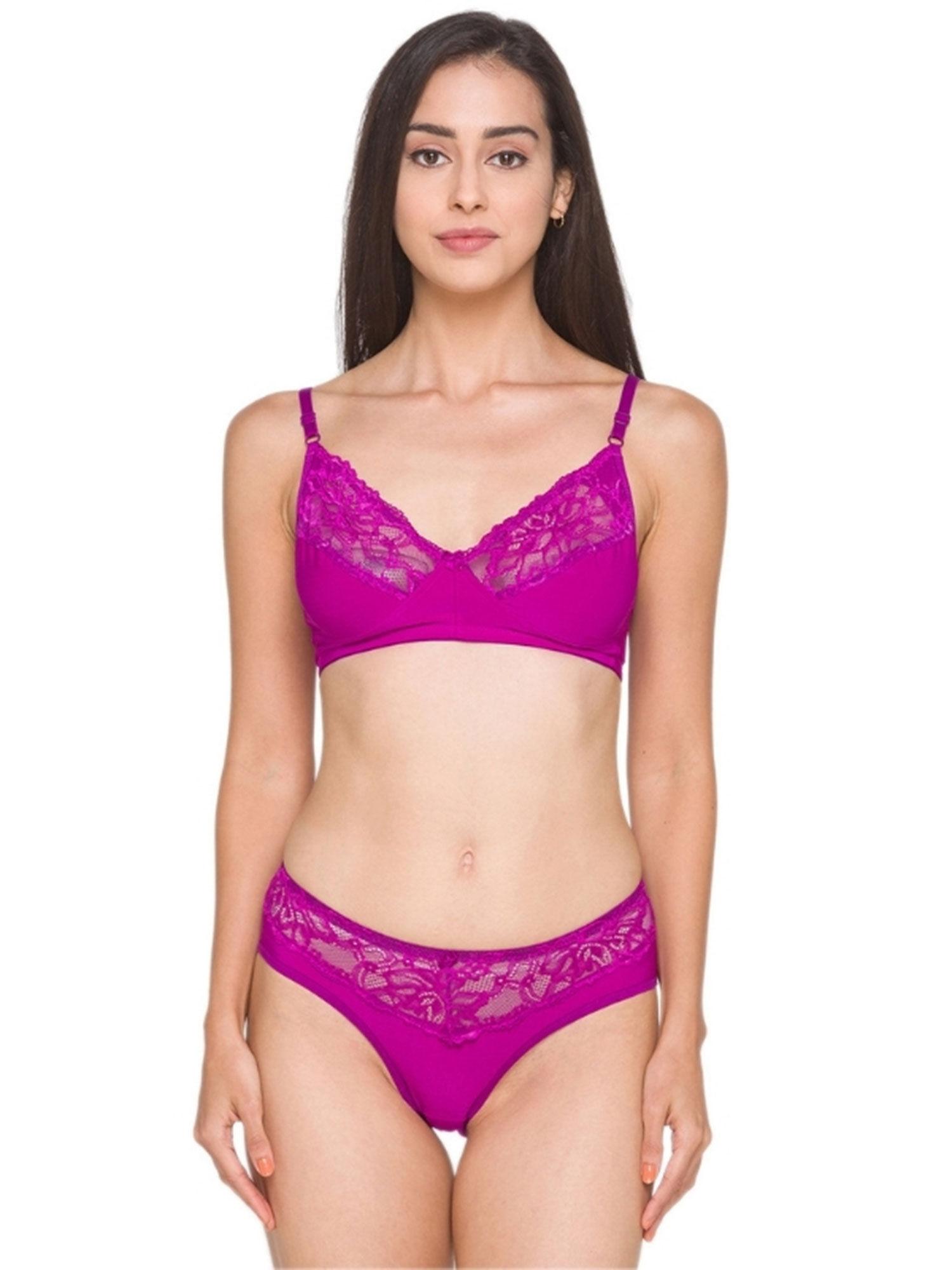 women lace lingerie set - purple