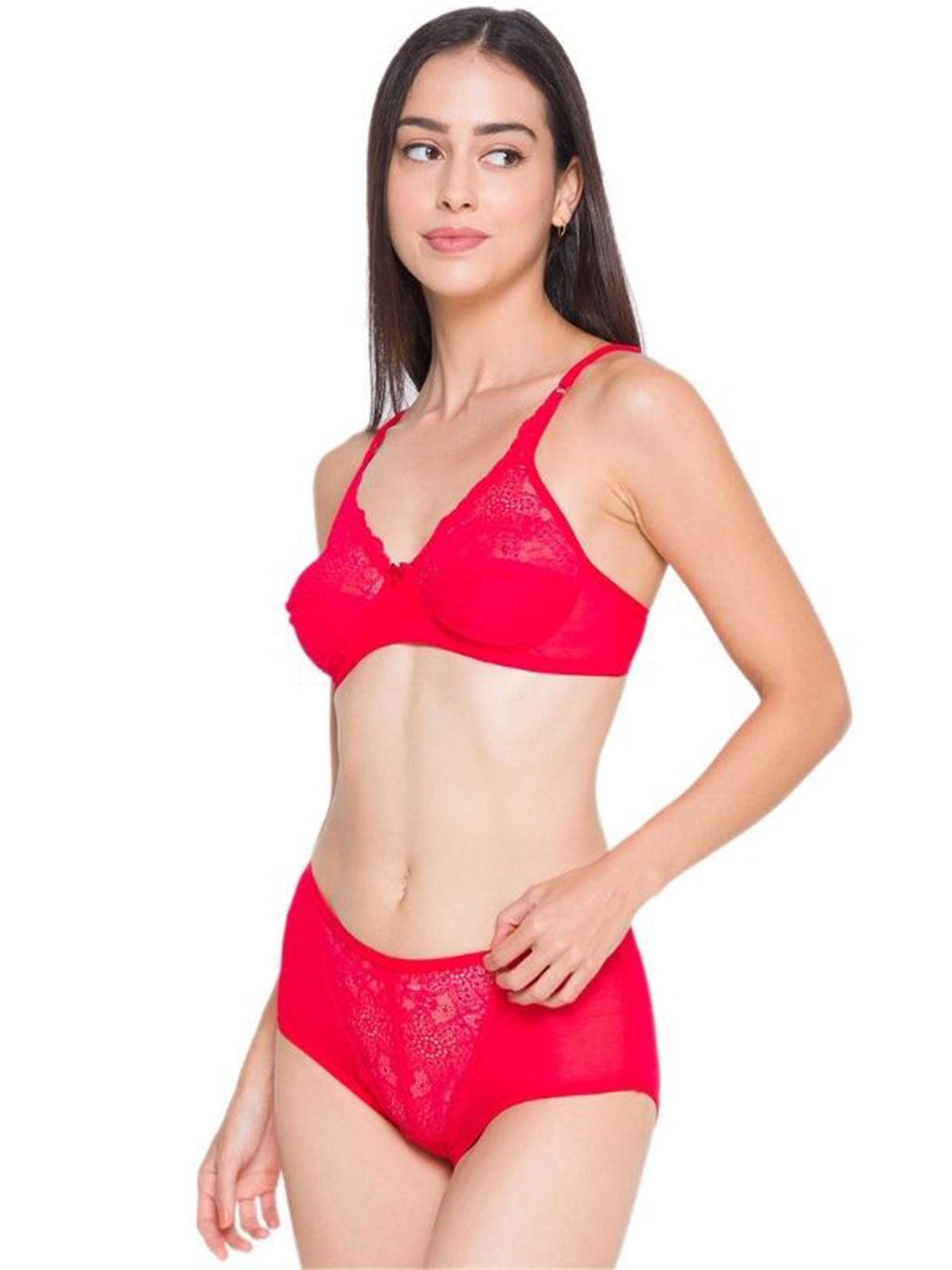 women lace lingerie set - red