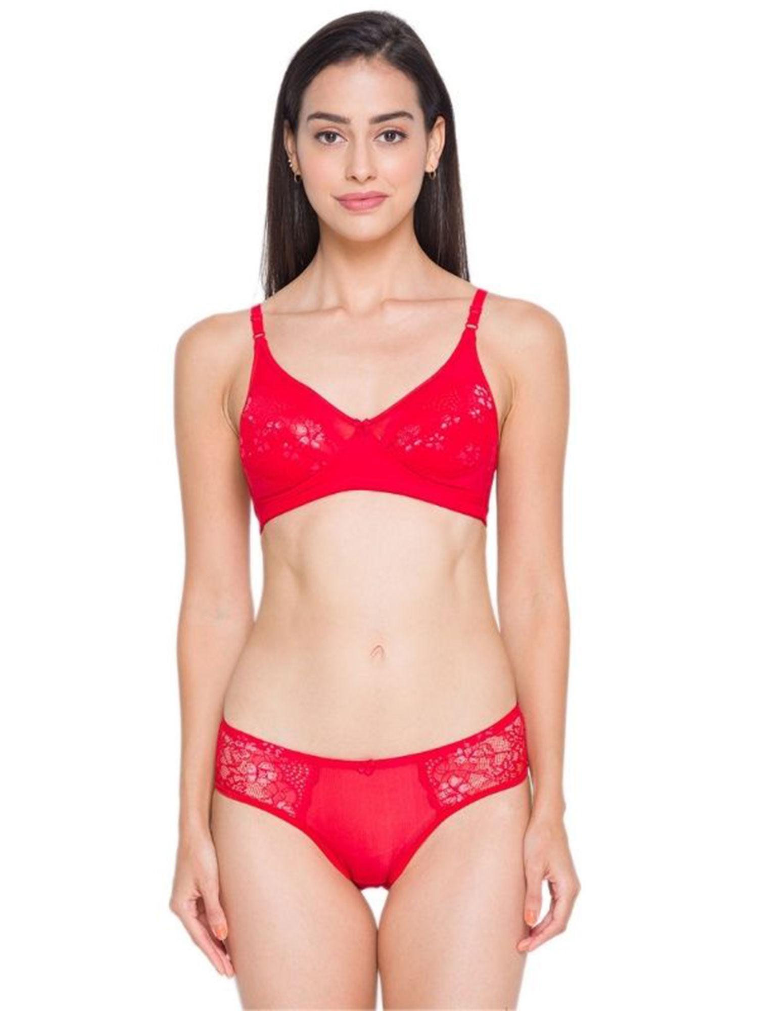 women lace lingerie set - red