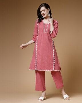 women lace no darts straight kurta