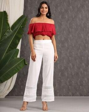 women lace pants with elasticated waist
