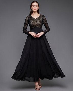 women lace pattern gown dress