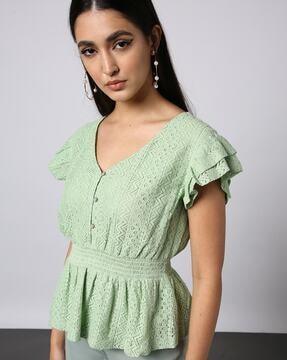 women lace peplum top