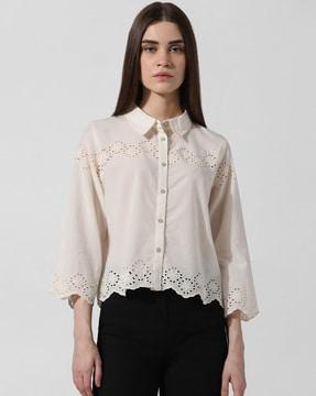 women lace regular fit cotton shirt