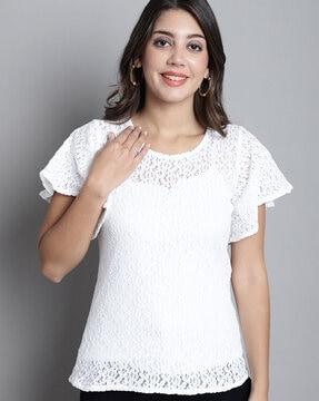 women lace regular fit top