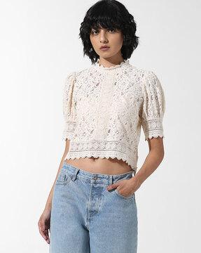 women lace regular fit top