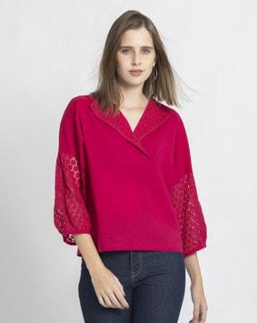 women lace regular fit top