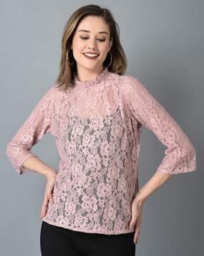 women lace relaxed fit top