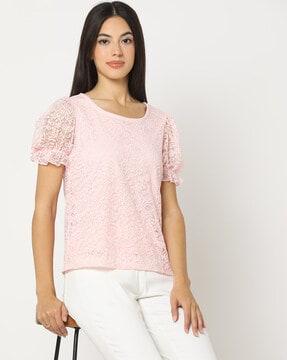 women lace relaxed fit top