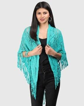 women lace scarf with fringes