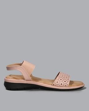 women laser-cut slip-on sandals