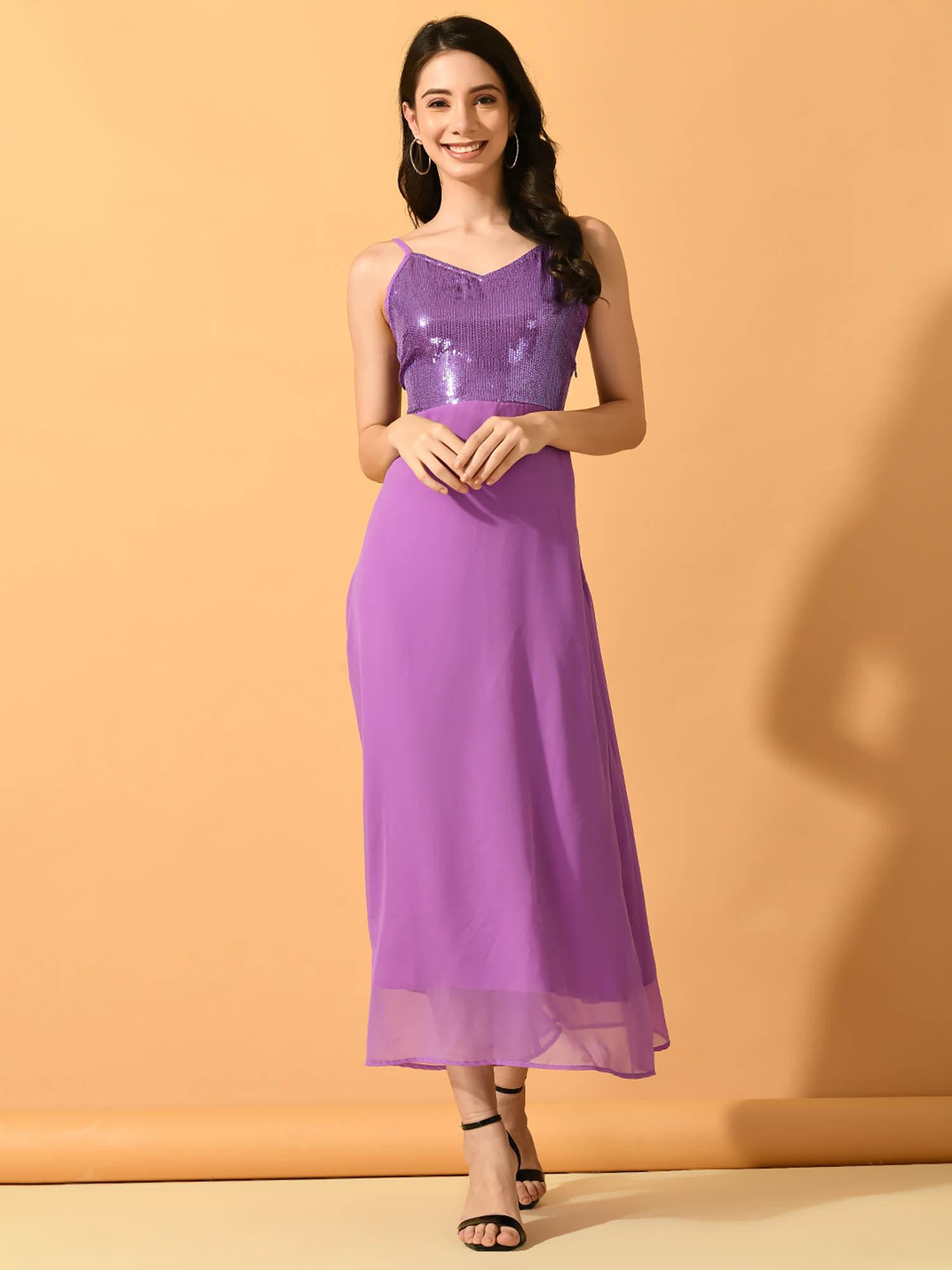 women lavender empire party dress