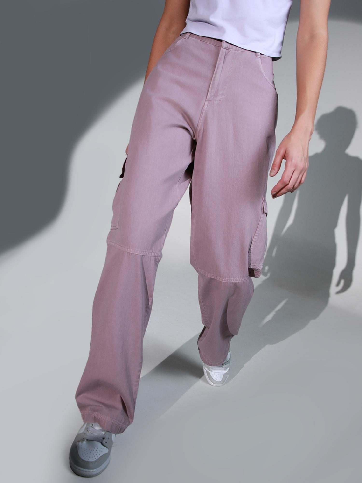 women lavender fashion cotton regular fit pant