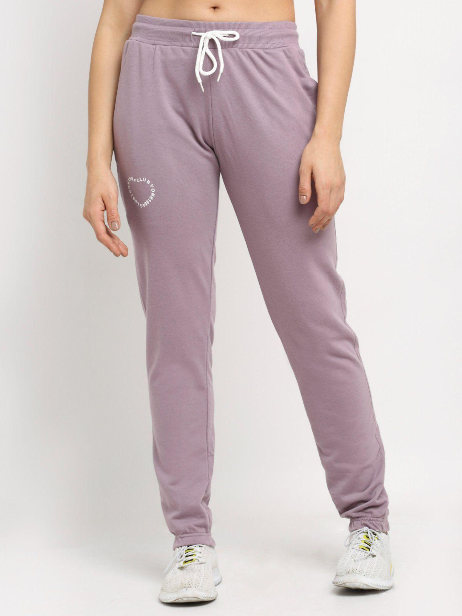 women lavender solid straight-fit joggers