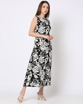 women leaf print fitted shift dress