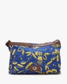 women leaf print sling bag