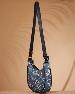 women leaf print sling bag