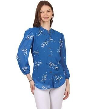 women leaf print straight tunic