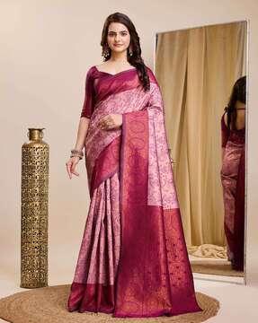 women leaf woven banarasi silk saree