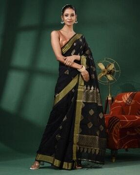 women leaf woven cotton saree