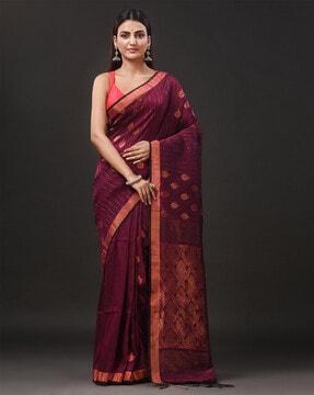 women leaf woven handloom saree