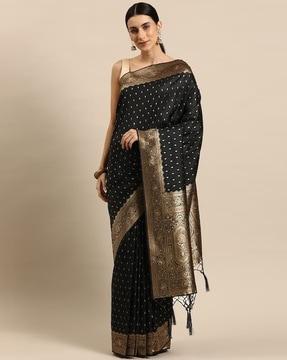 women leaf woven saree with tassels