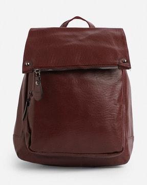 women leather backpack with top-handle