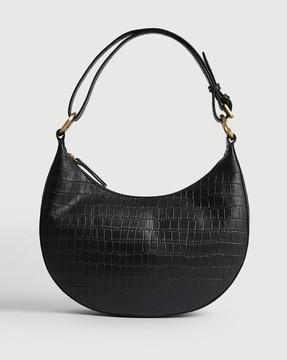 women leather croc-effect shoulder bag