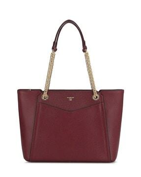 women leather tote bag with zip closure