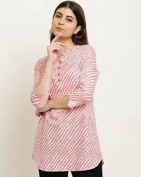 women leheriya print a-line tunic