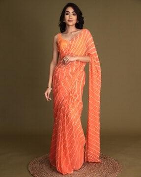 women leheriya print chiffon saree