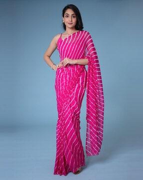 women leheriya print chiffon saree