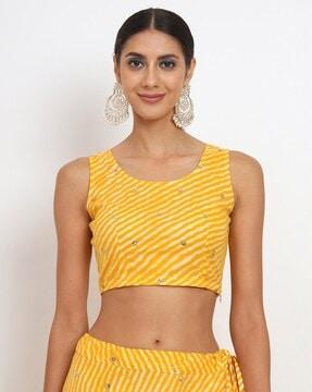 women leheriya print fitted top
