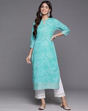 women leheriya print straight kurta