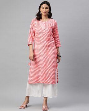 women leheriya print straight kurta