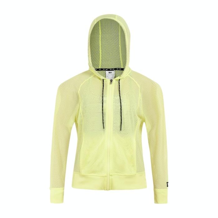 women lemon mesh front-zipper hoodie