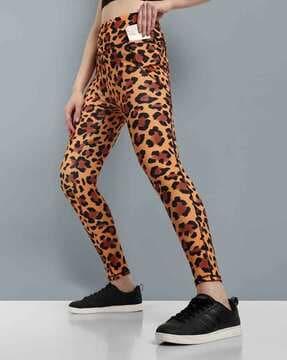 women leopard print skinny fit jeggings with elasticated waistband