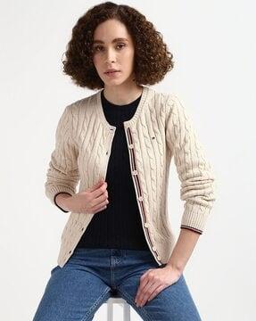 women lic cable cardigan