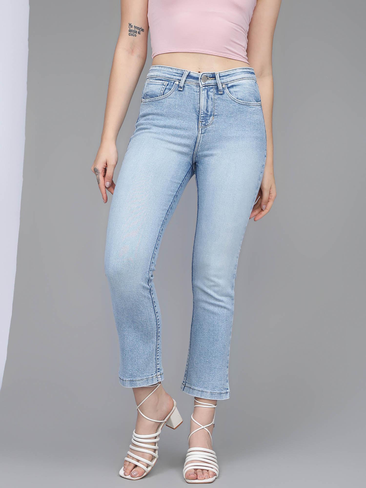 women light blue comfort high-rise stretchable jeans