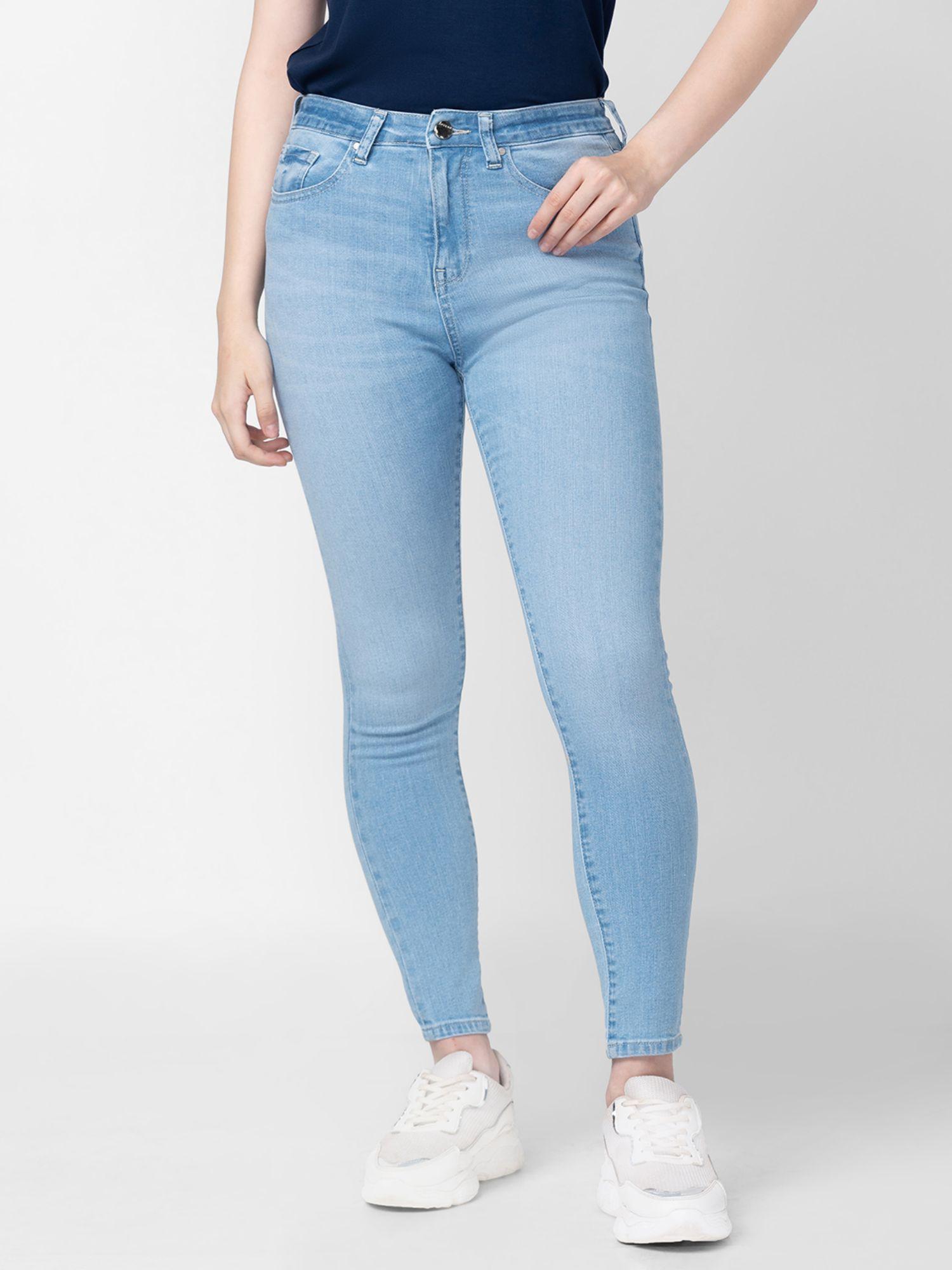 women light blue cotton super skinny ankle length jeans (alexa)