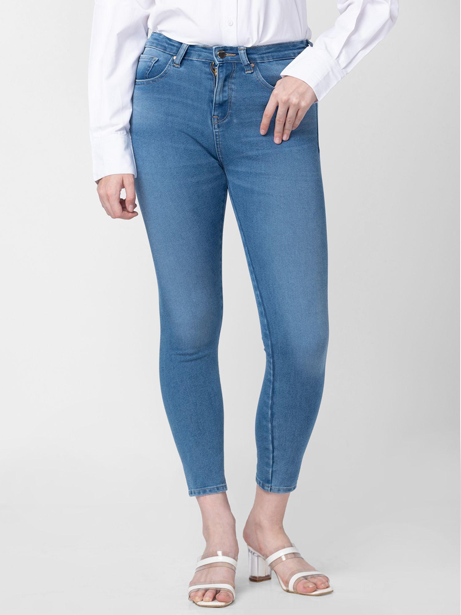 women light blue cotton super skinny ankle length jeans (alexa)