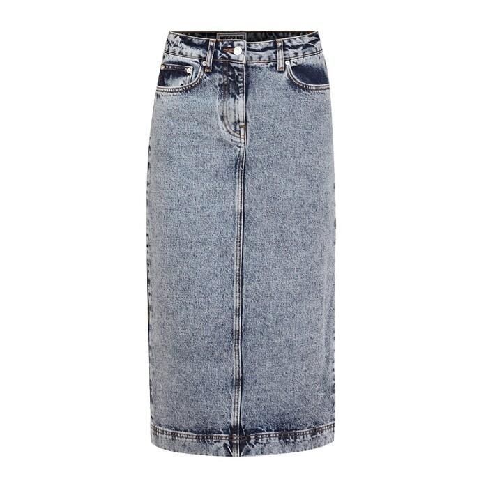women light blue denim long skirt with pockets