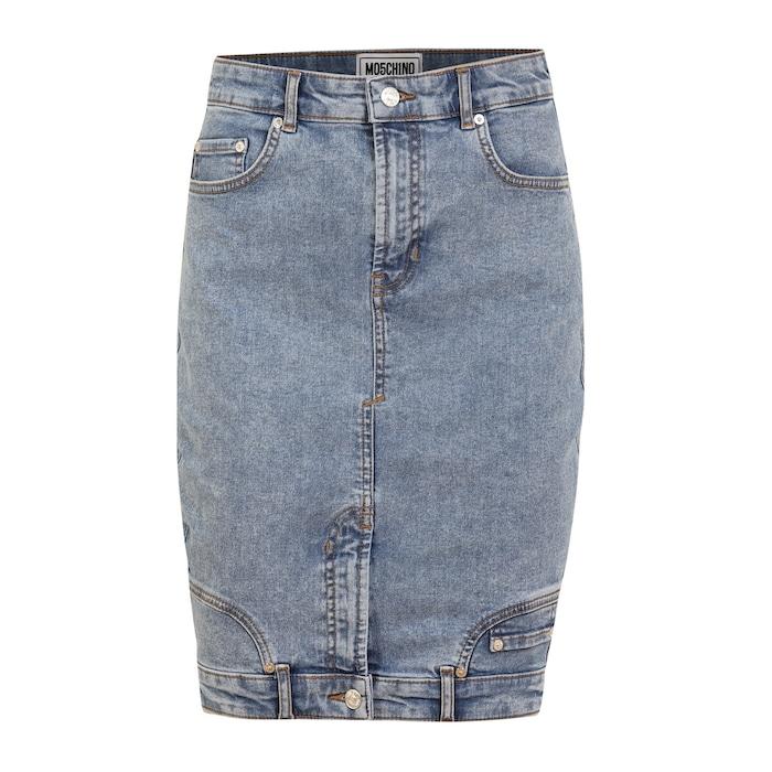 women light blue denim mini skirt with pockets