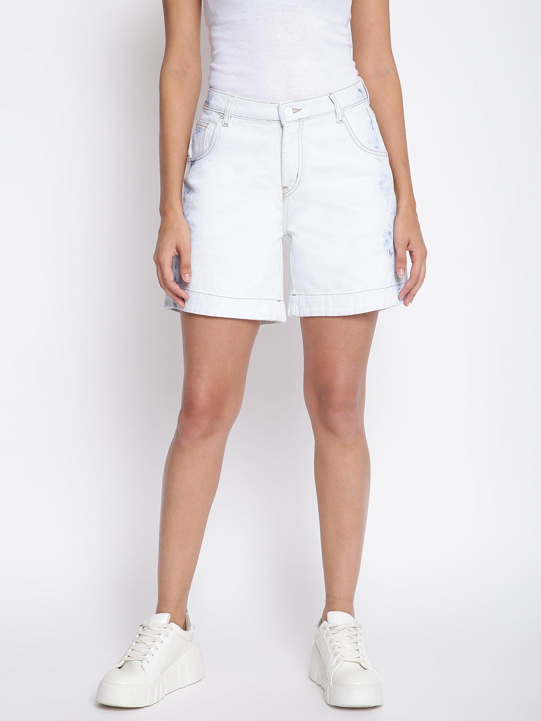 women light blue denim shorts