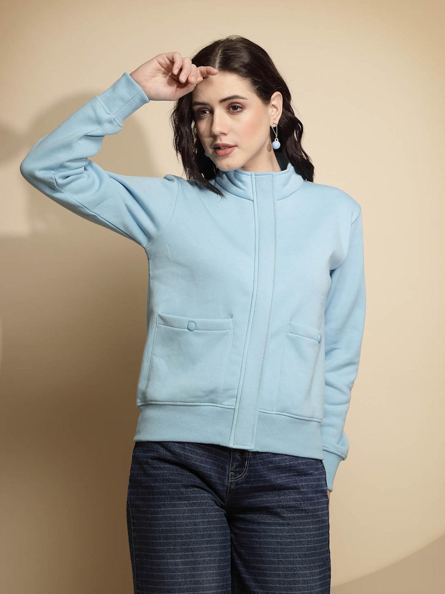 women light blue full sleeve sweatshirt