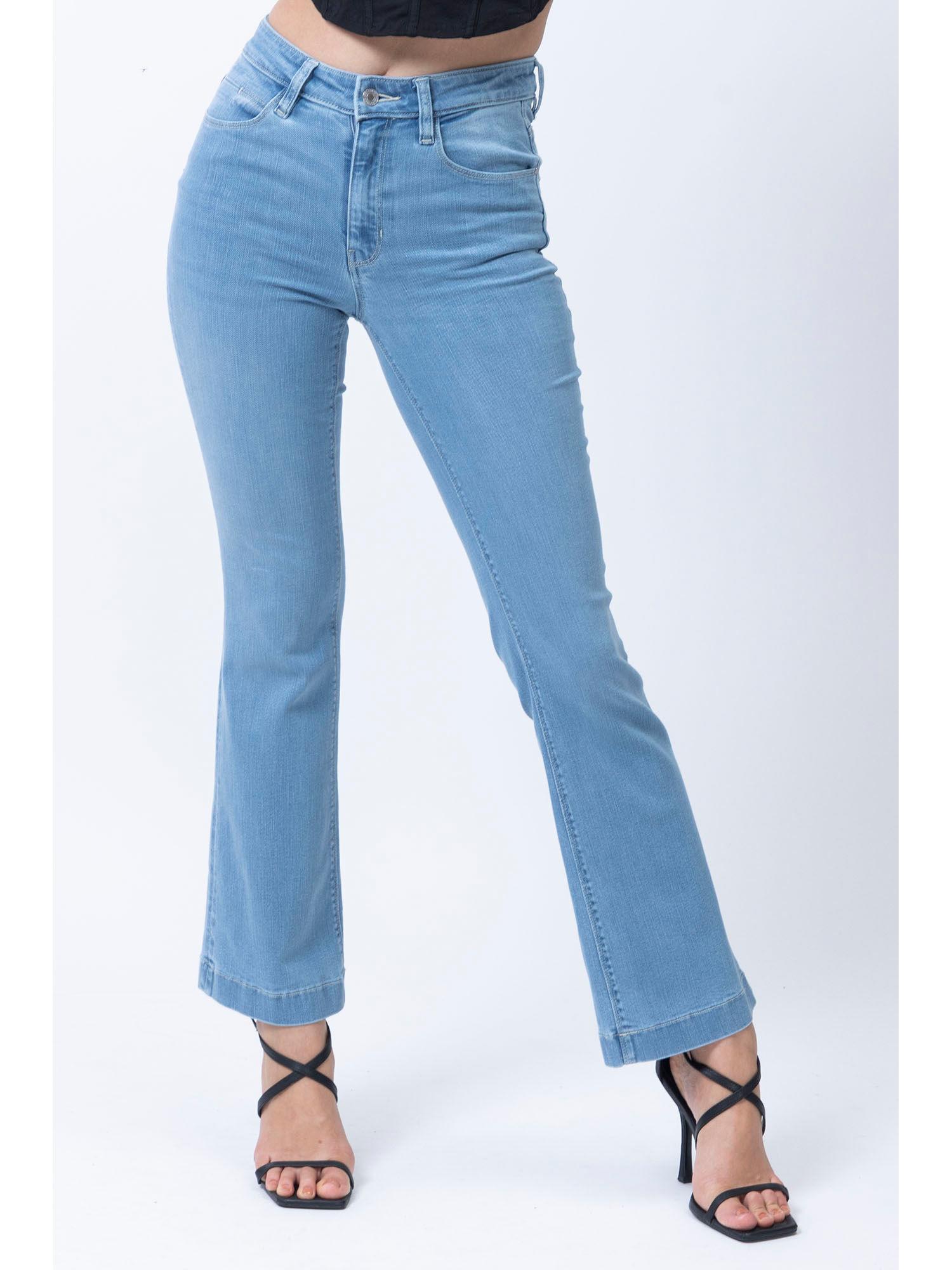 women light blue high rise bootcut denim