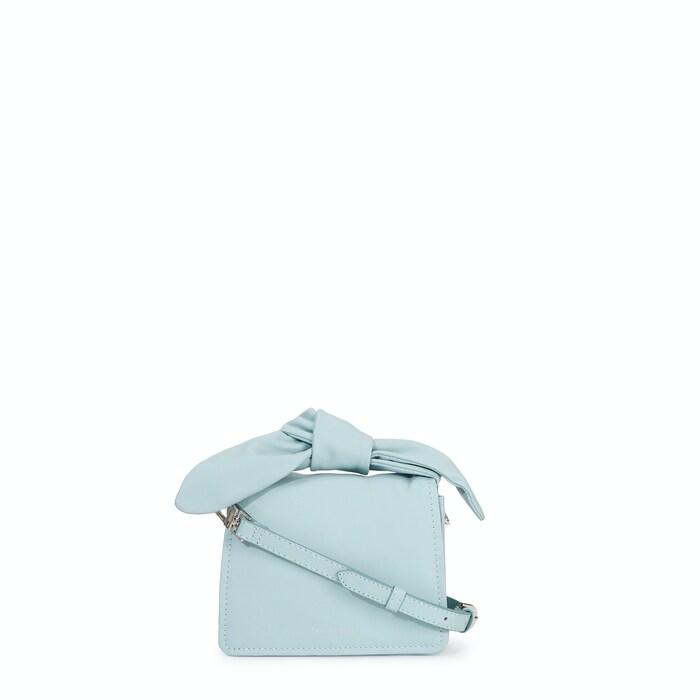 women light blue top knot crossbody bag