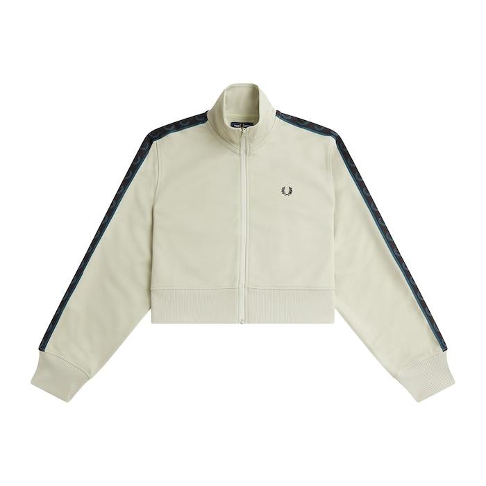 women light-grey cropped taped track jacket